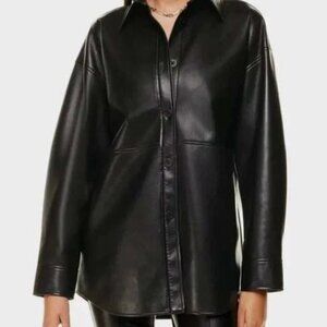 Babaton Pelli Shirt Jacket Vegan Leather Button Up